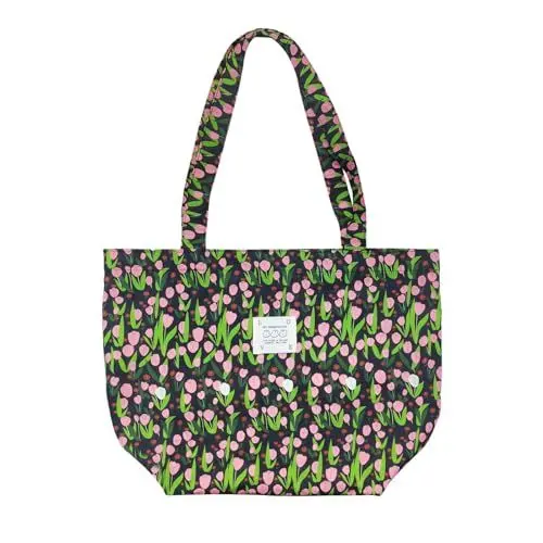 Produktbild: WisePoint Große Einkaufstasche, Baumwolle Einkaufstaschen Umhängetasche Handtaschen für Frauen, Strand Einkaufstasche für College, Einkaufen, Arbeit, Reisen (Tulpen)
