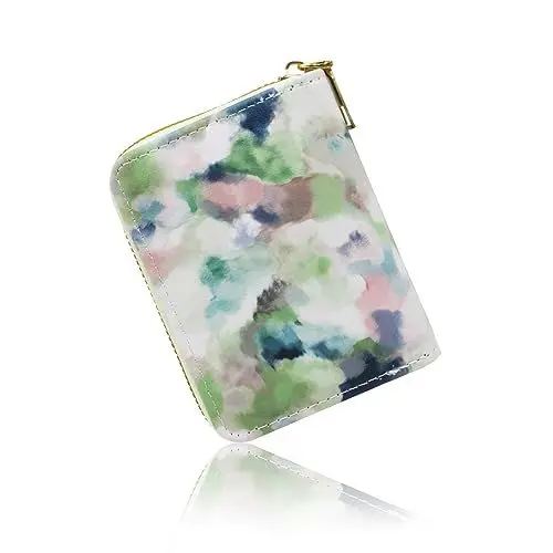 Produktbild: WisePoint Minimalist Kartenhalter, PU Leder Kartenhalter Geldbörse Portable Card Wallet für Frauen, Akkordeon Stil Kreditkartenhalter mit Reißverschluss für Bankkarte, ID Karte, Kreditkarte (rosa)