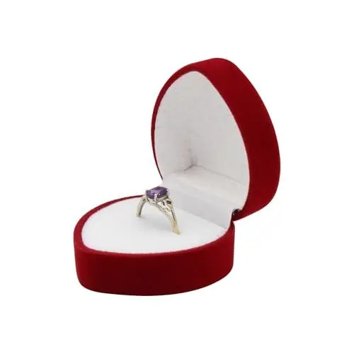 Produktbild: WisePoint Ringschatulle, Samt Hochzeit Ringschachtel Exquisite Ringbox Hochzeimit Herz Geformt, Single-Slot Ringkästchen für Vorschläge, Verlobungen, Hochzeiten (rot)