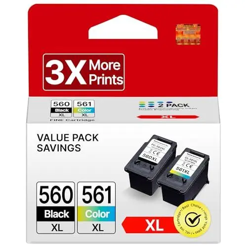 Produktbild: WISETA PG-560XL CL-561XL patronen für Canon 560 561 druckerpatronen Multipack Tintenpatrone für Canon 560XL 561XL für Pixma TS5350 TS5351 TS5352 TS5353 TS7450 TS7451 (Schwarz, Farbe, 2er-Pack)
