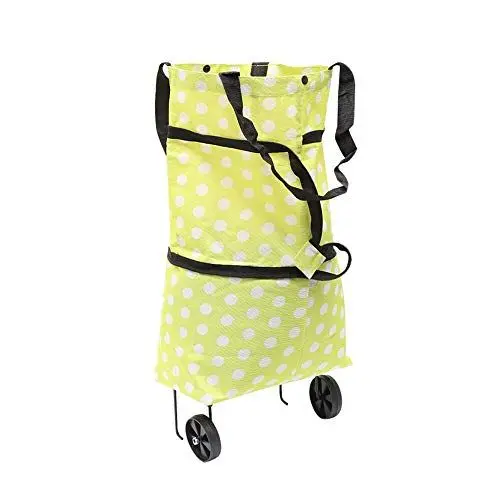 Produktbild: WishLotus Einkaufstasche mit Rädern, Multifunktionaler Einkaufstrolley Oxford Tuch Faltbare Tasche mit Faltbaren Rädern, um Kraft zu sparen 2 Flexible Größe Wiederverwendbar für Einkaufen (Grün)