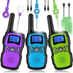 Produktbild: Wishouse Walkie Talkie Kinder 3er Set, Weihnachten Geburtstagsgeschenk für Mädchen Junge ab 4 5 6 7 8 9 10 Jahre,Funkgeräte Erwachsene Große Reichweite Usb Aufladbar mit Akku,Outdoor Camping Spielzeug