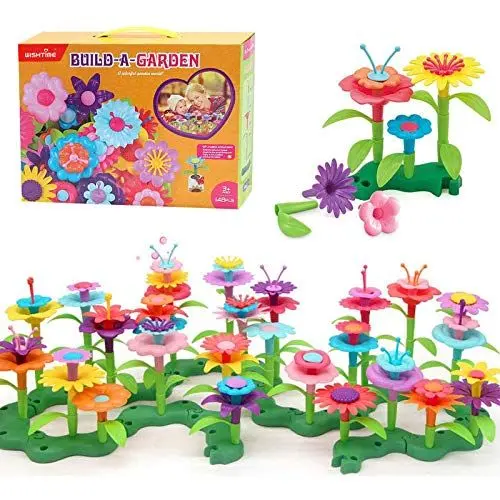 Produktbild: WISHTIME Blumengarten Spielzeug für Mädchen, DIY Blume Bausteine für Kinder Pädagogisches Spielzeug Kreative Spiele 148 Stück Einstellen Bausteine