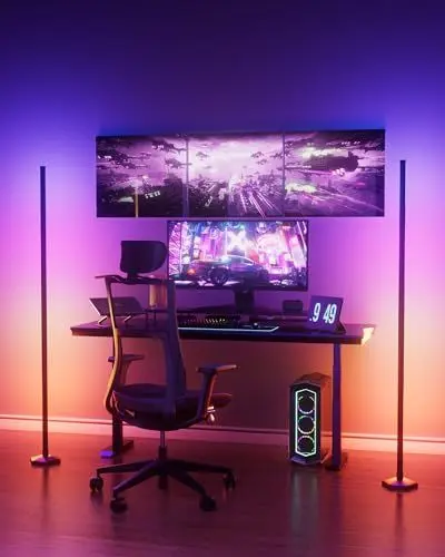 Produktbild: WISIMMALL 2 Stück RGBIC LED Stehlampe Wohnzimmer Dimmbar, 170cm Standleuchte mit Fernbedienung＆APP, Ecklampe mit 16 Millionen Farben und 300 Szenenmodi für Spielzimmer, Schlafzimmer - mit Musik-Sync