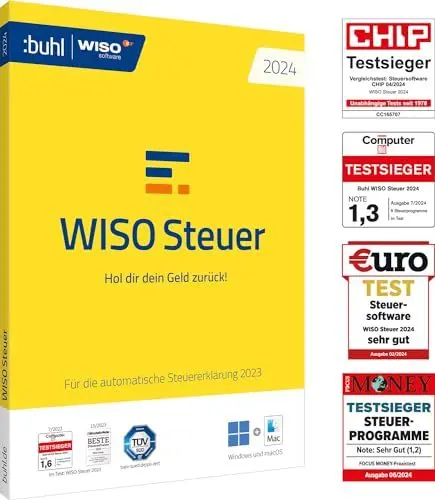 Produktbild: WISO Steuer 2024 (für Steuerjahr 2023), Für Windows, Mac, Smartphones und Tablets, Standardverpackung