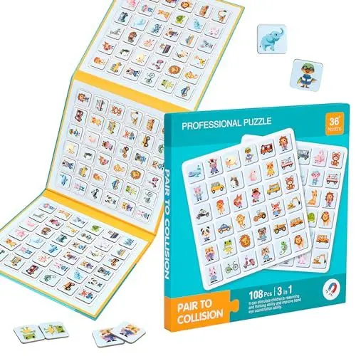 Produktbild: Wisplye Memory Spiel Magnetisches Matching-Karten für Kleinkinder Speicherkarten Lernspielzeug für Vorschule 4 5 6 Jahre alt