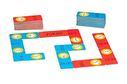 Produktbild: Wissner aktiv lernen 200095.IMP - Uhrzeit Domino, Lernspiel für Kinder zum spielerischen Üben der Uhr und Zeitangaben, hergestellt aus recycelter Pappe, Rot