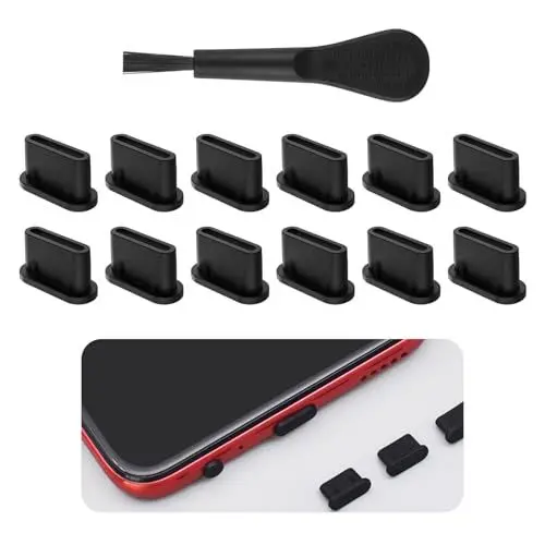 Produktbild: witeup USB C Staubschutz Stöpsel 12 Stück,Silikonhülle USB Typ C Schutzkappe,USB C Reinigungsset mit Reinigungsbürste,USB C Abdeckung für Meiste Typ-C Handy Tablet Zubehör