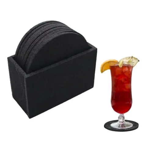 Produktbild: WITFAMILY Filzuntersetzer rund,8 er Set Glasuntersetzer Filz 10cm,Untersetzer Gläser,Waschbarer Untersetzer, Filzuntersetzer für Tassen, Bar, Tassen, Glas,Tisch Deko