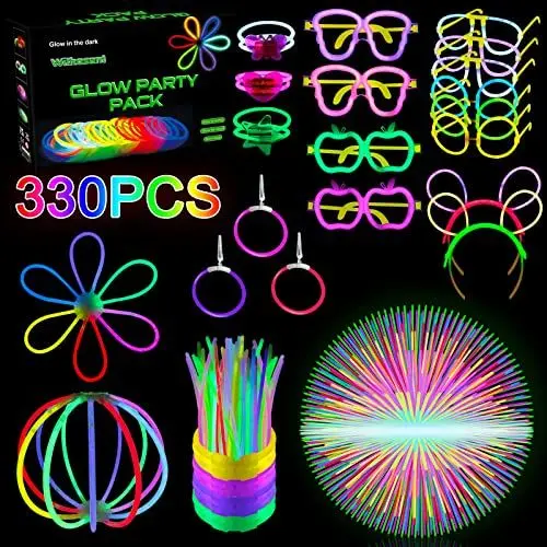 Produktbild: Withosent 330 Stück Knicklichter Party Set, Neon Leuchtstäbe mit 150 Anschlüssen, Knicklicht Glow Sticks Schwarzlicht Deko für Kinder Erwachsene Party Deko, Hochzeit, Armbänder, Halloween, Festivals