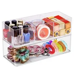 Produktbild: Withosent Kosmetik Organizer Set of 2, Acryl Schlafzimmer Schminktisch Organizer Stapelbar Kosmetik Schmink Aufbewahrung, Make Up Organizer