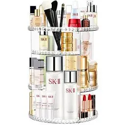Produktbild: Withosent Make Up Organizer, 360° Drehbar Schminktisch Kosmetik Aufbewahrung, Skincare Beauty Schminke Kosmetikbox Zubehör für Dresser Schlafzimmer Badezimmer, Transparent
