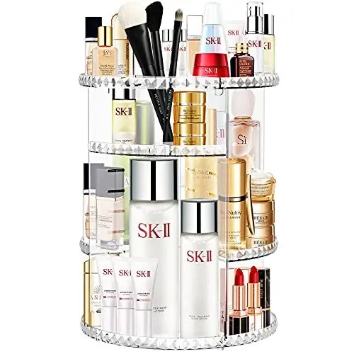 Produktbild: Withosent Make Up Organizer, 360° Drehbar Schminktisch Kosmetik Aufbewahrung, Skincare Beauty Schminke Kosmetikbox Zubehör für Dresser Schlafzimmer Badezimmer, Transparent