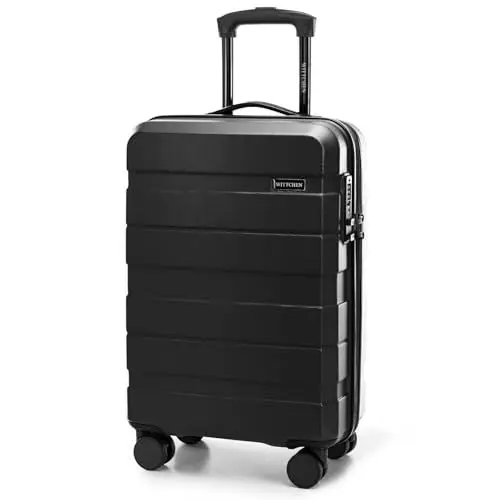 Produktbild: WITTCHEN COMODO Line Kleiner Koffer Kabinentasche Kabinenkoffer Handgepäck Reisekoffer Hartgepäck aus ABS TSA Schloss Handgepäck Reisekoffer Größe S Schwarz