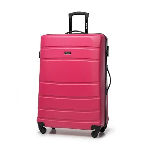 Produktbild: WITTCHEN Großer Koffer Trolley Reisekoffer aus ABS Hartschalenkoffer Trolley 4 Rollen Kombinationsschloss Check-In Gepäck Rosa