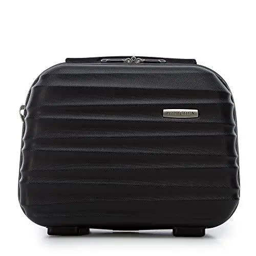 Produktbild: WITTCHEN Kosmetikkoffer Reisekoffer Handgepäck Kabinengepäck Rollkoffer Hartschale aus ABS Zahlenschloss Reisegepäck Kulturbeutel Kosmetikkofer Kosmetiktasche Damen Groove Line schwarz