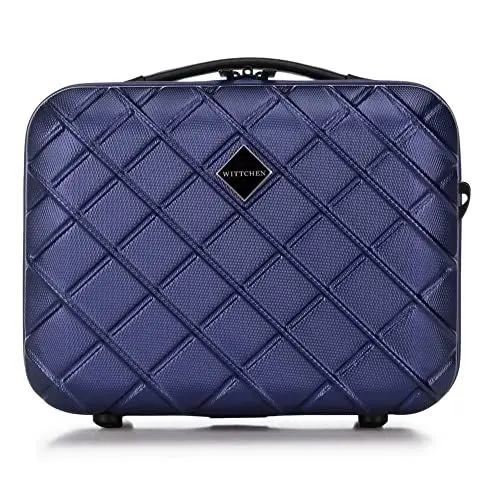 Produktbild: WITTCHEN Kosmetikkoffer Reisekoffer Handgepäck Kabinengepäck Rollkoffer Hartschale aus ABS mit 4 Spiner Rollen Zahlenschloss Teleskopgriff Classic line Dunkelblau