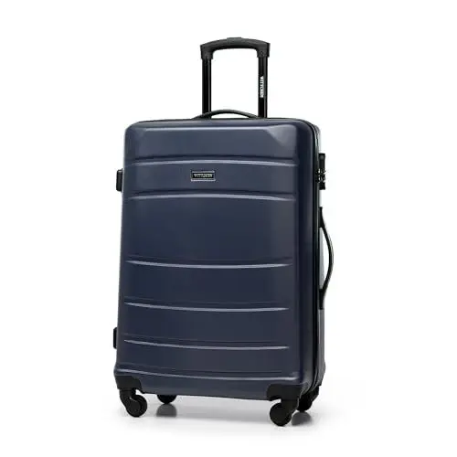 Produktbild: WITTCHEN Mittlerer Koffer Mittelgroßer Trolley Koffer Reisekoffer Check-In Gepäck aus ABS Hartschalen Trolley 4 Rollen Kombinationsschloss Marineblau