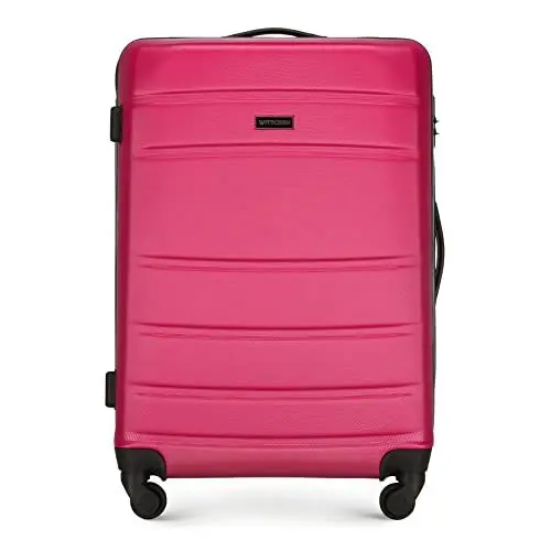 Produktbild: WITTCHEN Mittlerer Koffer Mittelgroßer Trolley Koffer Reisekoffer Check-In Gepäck aus ABS Hartschalen Trolley 4 Rollen Kombinationsschloss Rosa