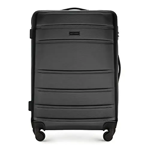 Produktbild: WITTCHEN Mittlerer Koffer Mittelgroßer Trolley Koffer Reisekoffer Check-In Gepäck aus ABS Hartschalen Trolley 4 Rollen Kombinationsschloss Schwarz