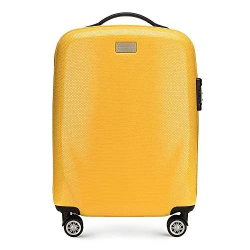 Produktbild: WITTCHEN PC Ultra Light Handgepäck Kleiner Koffer Kabinengröße Trolley Koffer Reisekoffer Kabinenkoffer aus Polycarbonat 4 Lenkrollen TSA Kombinationsschloss Aluminium Teleskopgriff Größe S Gelb