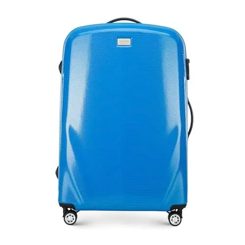 Produktbild: WITTCHEN PC Ultra Light Hartgepäck Reisekoffer Trolley Koffer Großer Koffer aus Polycarbonat Vier Lenkrollen TSA Kombinationsschloss Aluminium Teleskopgriff Größe L Blau