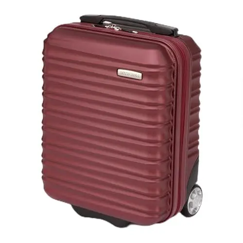 Produktbild: WITTCHEN Reisekoffer Kleinkoffer Kabinengepäck Handgepäck Rollkoffer Hartschale aus ABS mit 2 Standard-Rollen Reißverschluss Teleskopgriff Groove Line Kleinkoffer XXS kastanienbraun