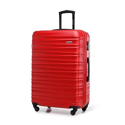 Produktbild: WITTCHEN Reisekoffer Groß Rollkoffer Trolley Großer Koffer Check-In Gepäck Hartschale aus ABS mit 4 Spinner-Rollen Zahlenschloss Teleskopgriff Groove Line Größe L rot