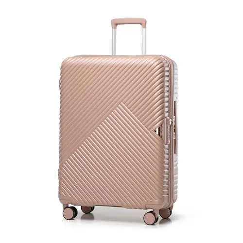Produktbild: WITTCHEN GL Style Line | Reisekoffer Rollkoffer Trolley Mittlerer Koffer Handgepäck Hartschale aus Polycarbonat mit 4 Zwilling-Rollen Zahlenschloss Teleskopgriff GL Style Größe M Puderrosa