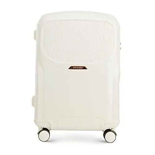 Produktbild: WITTCHEN Stilvoller Mittelgroßer Koffer Reisekoffer Trolley Mittlerer Koffer Strapazierfähigem Polycarbonat Trolley 4 Doppel-Lenkrollen TSA Zahlenschloss 3,8 kg 65 L Größe M Gedämpftes Cremefarben