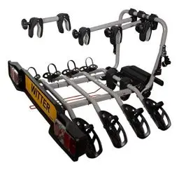 Produktbild: Witter ZX304EU Fahrradträger für die Anhängerkupplung | Kupplungsträger für 4 Fahrräder | 60 kg Zuladung | 13-poliger Stecker