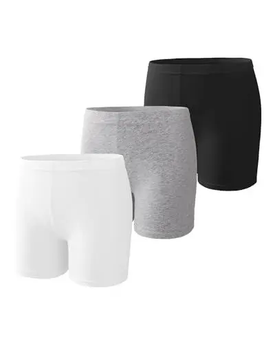 Produktbild: Witwot Shorts Mädchen Baumwolle Radlerhose Kinder Kurze Hosen Mädchen Kurze Leggings 3 Paar Schwarz/Weiß/Grau 5-6 Jahre