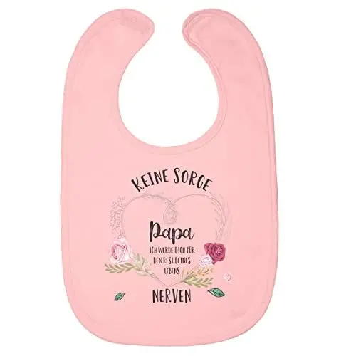 Produktbild: Witzige Babylätzchen mit Spruch Keine Sorge Papa Geschenke Baby Lätzchen One Size Rosa