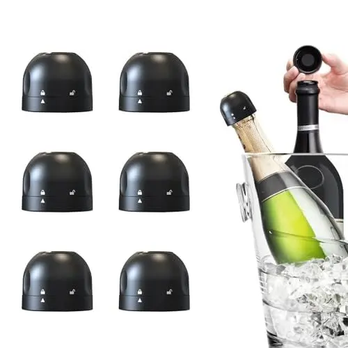 Produktbild: WIWONEY Sektverschluss und Weinverschluss, Flaschenverschluss Wiederverwendbar, Gute Abdichtung, für Sekt, Champagner, Schaumweine, 6 Stück