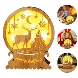 Produktbild: WIYETY Weihnachtsdeko Holz Innen LED, LED Weihnachtsbeleuchtung, LED Weihnachtsschmuck Holz, Herbstdeko Beleuchtung Hölz, LED Elch Licht, Weihnachtsdeko Beleuchtung aus Holz (Hirsch)