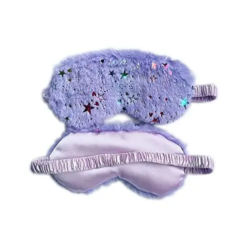 Produktbild: WIZBIOTECH Niedliche flauschige Augenmaske für Schlaf & Reisen, Atmungsaktive Augenabdeckung Unisex Schlafmaske für Kinder, Erwachsene - Lila Stern