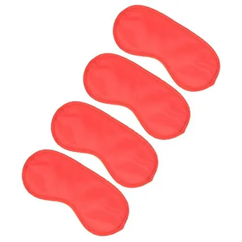 Produktbild: WIZBIOTECH Schlafmaske, 4er-Pack Augenmaske aus 100% echter natürlicher mit verstellbarem Riemen, Augenmaske zum Schlafen, Augen-Schlafschutz für Yoga-Reisen, blockiert Licht - Rot