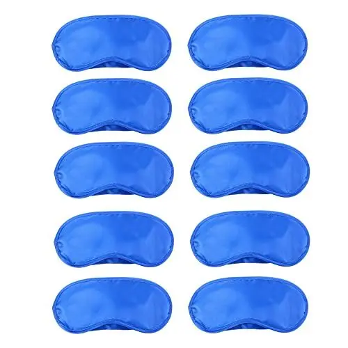 Produktbild: WIZBIOTECH Schlafmaske, Augenmaske zum Schlafen, 10er-Pack Augenmaske aus 100% echter natürlicher mit verstellbarem Riemen, Augen-Schlafschutz für Yoga-Reisen, blockiert Licht (Blau)