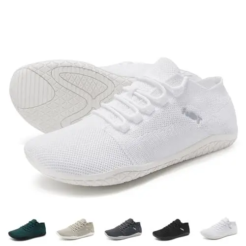 Produktbild: Wizshoe Barfußschuhe Damen Laufschuhe Herren Barfuss Barfuß Sneaker Breite Barfussschuhe Bequem Sommer Barefoot Shoes Sportschuhe Leicht Minimalistische Schuhe Trail Fitness rutschfest Weiß 42 EU