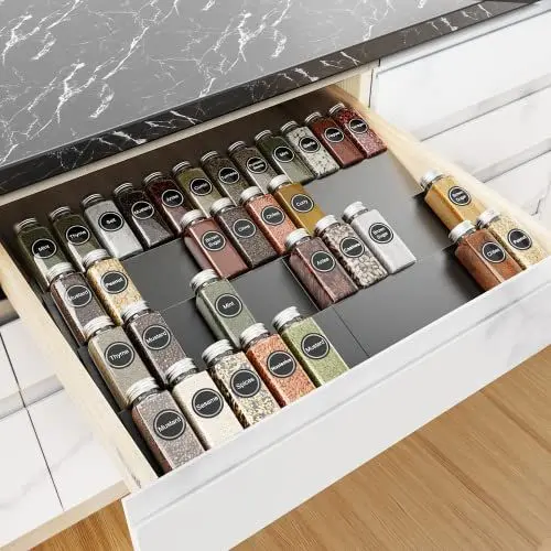 Produktbild: Wizsofer Gewürzhalter Schublade, Verstellbar Erweiterbar 4 Ebenen Metall Gewürzregal Organizer, von 13.2