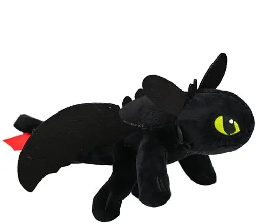 Produktbild: wiztex Ohnezahn Kuscheltier - 35 cm Toothless Plush Toy Nachtpelziger Drache - Waschbar Plüschtier - Ohnezahn Pelziger Drache mit gestickten Augen und großen Flügeln (White Dragon)