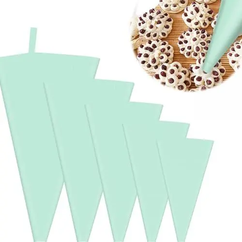 Produktbild: WJUAN 5 Stück Spritzbeutel Silikon Bruchsicher, 5 Größen Hellgrün Silikon Spritzbeutel, Sicher und Geruchlos, Spritzbeutel Geeignet Kuchendekorateure, Professionelle Bäcker, Brotliebhaber