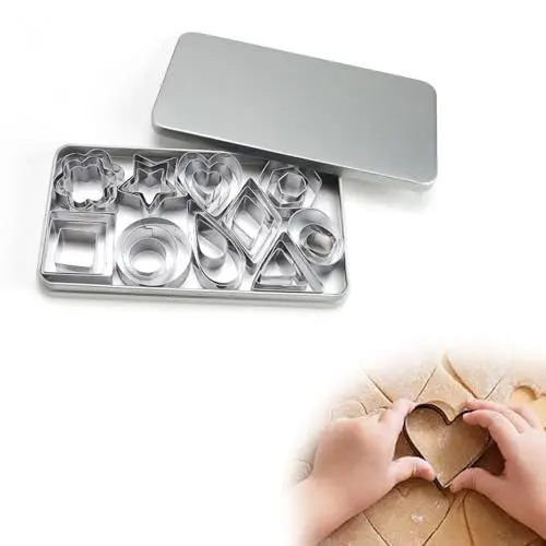 Produktbild: WJUAN 30 Stück Keksausstecher Mini, Silber, Edelstahl, Keks Ausstechform, Verschiedene Formen zur Auswahl, Unterstützt Das Stapeln, Stechformen für Plätzchen, Geeignet für Kekse, Kuchen, Eier
