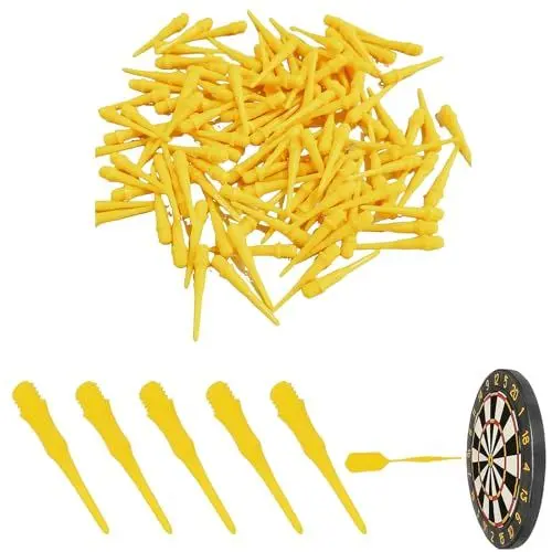 Produktbild: WJUAN Packung mit 200 Gelben Dartköpfen aus Kunststoff, 2BA Thread Dart Spitzen Soft, Nicht Leicht zu Brechen und zu Verbiegen, Soft Darts Spitze Einfach Auszutauschen, Ldeal für Dartsportbegeisterte