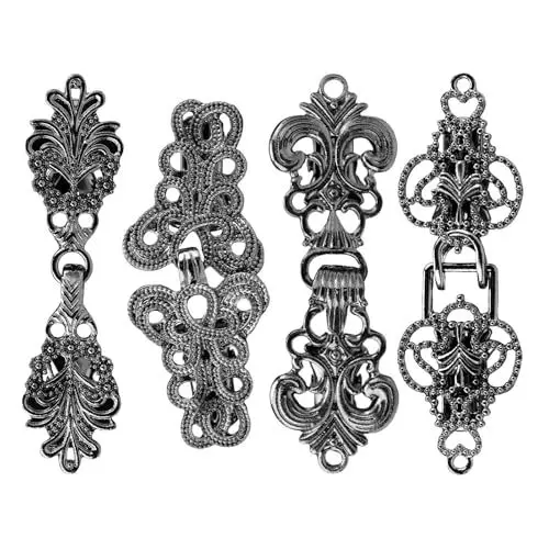 Produktbild: WJUAN 4 Paar Pullover Clip, Cardigan Clips, Zinklegierungsmaterial, Exquisites Musterdesign, Retro Stil, Schwarz, Clips für Kleidung, Geeignet für Jacken, Knopflose Pullover, Mäntel