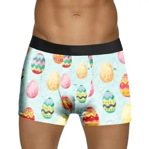 Produktbild: WKAYsIV Boxershorts Retro Herren Egg Bunny“, Festliche, schmale Passform, leichte, Bequeme Herrenunterwäsche New Online Shop (Blue, L)