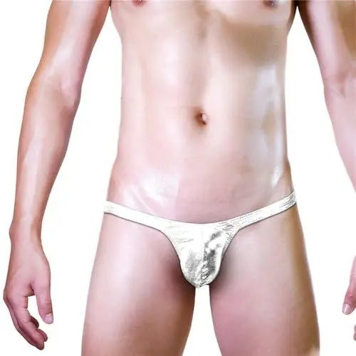 Produktbild: WKAYsIV Business Geschenke Herren Ice Silk Niedrige Taille Schnalle G String Hose T Hose Schlafhosen Kurz (White, One Size)