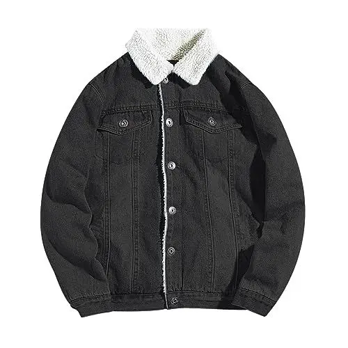 Produktbild: WKAYsIV Camouflage Blau Herren Trucker-Jacke, Winter-Jeansjacke, Cowboy-Mantel Set Herren (Black, M)