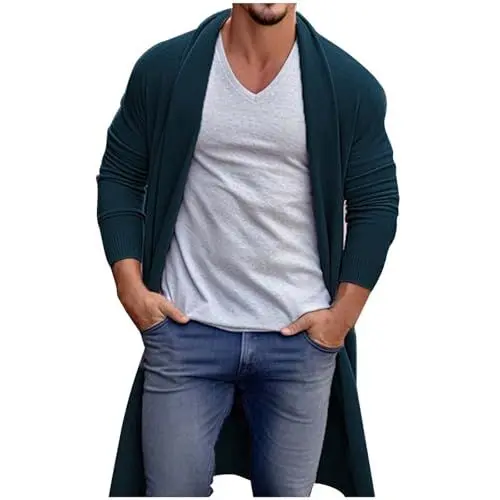 Produktbild: WKAYsIV Fleecepullover Herren Herrenwinterjacken Rostrot Jacke Herren Casual Outdoor Langarm Strickjacke ohne Tasche Hundegeschirr Mantel(Dunkelblau,XXL)