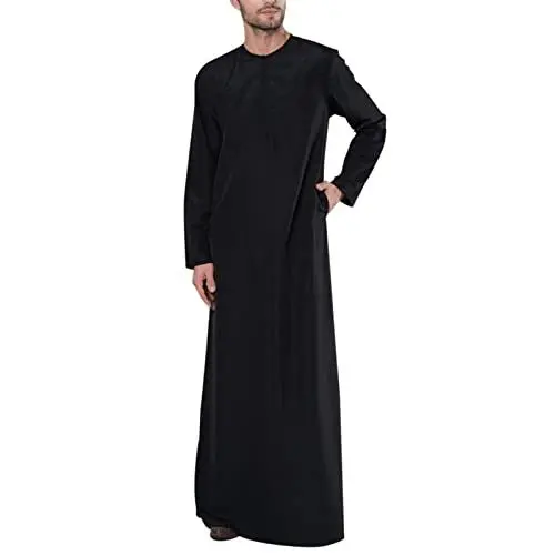Produktbild: WKAYsIV Herren Batik Hemd Arab Dubai Robe Langarm-Reißverschlusshemd für Herren Herren Anzug(Schwarz 4XL)